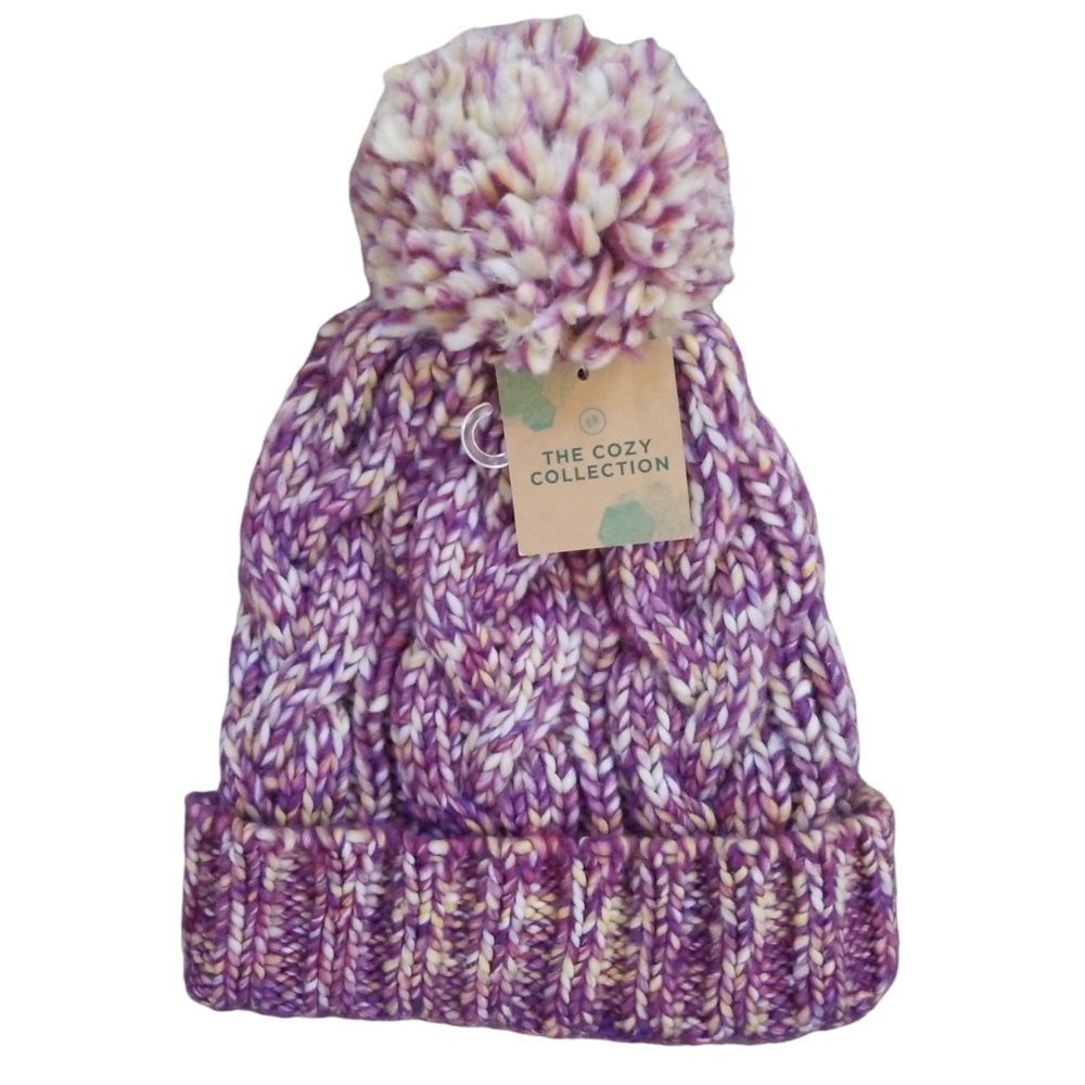 Earthbound Trading‎ Co. Purple Chunky Cable Knit Hat